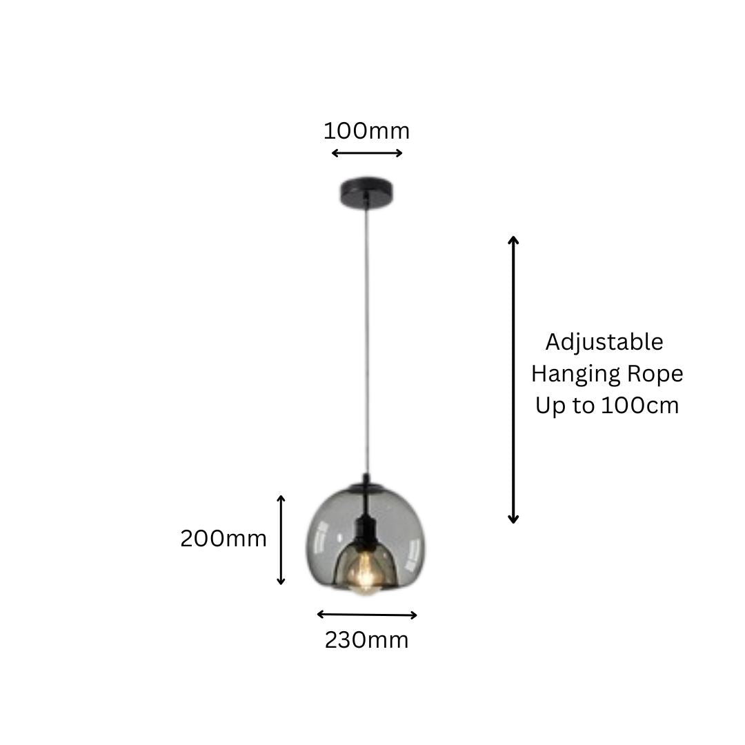 PLH LUX Crystal Glass Dining Pendant Light with E27 Tri Tone Bulb