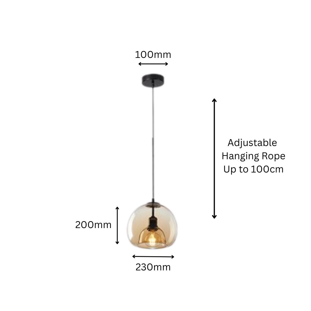 PLH LUX Crystal Glass Dining Pendant Light with E27 Tri Tone Bulb