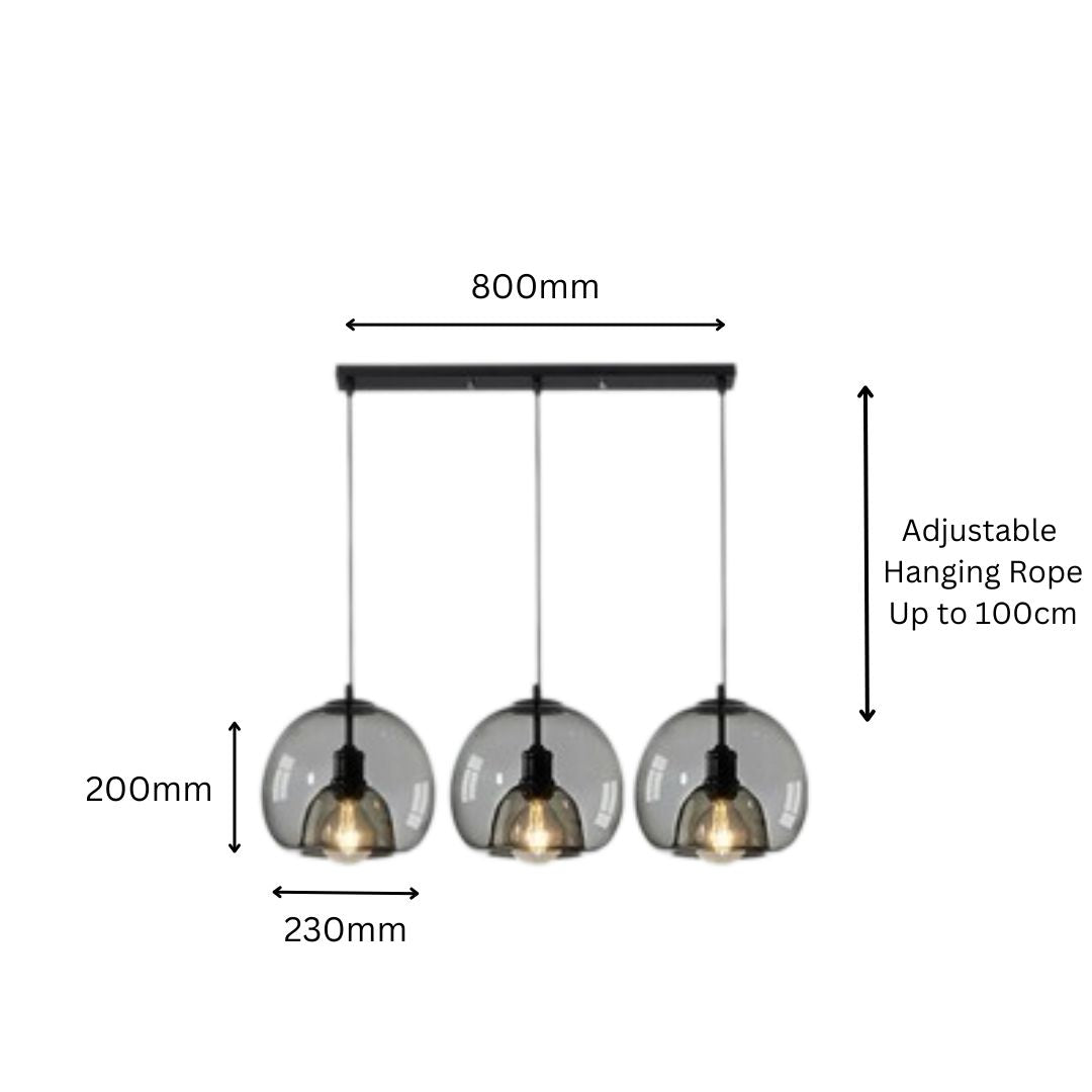 PLH LUX Crystal Glass Dining Pendant Light with E27 Tri Tone Bulb