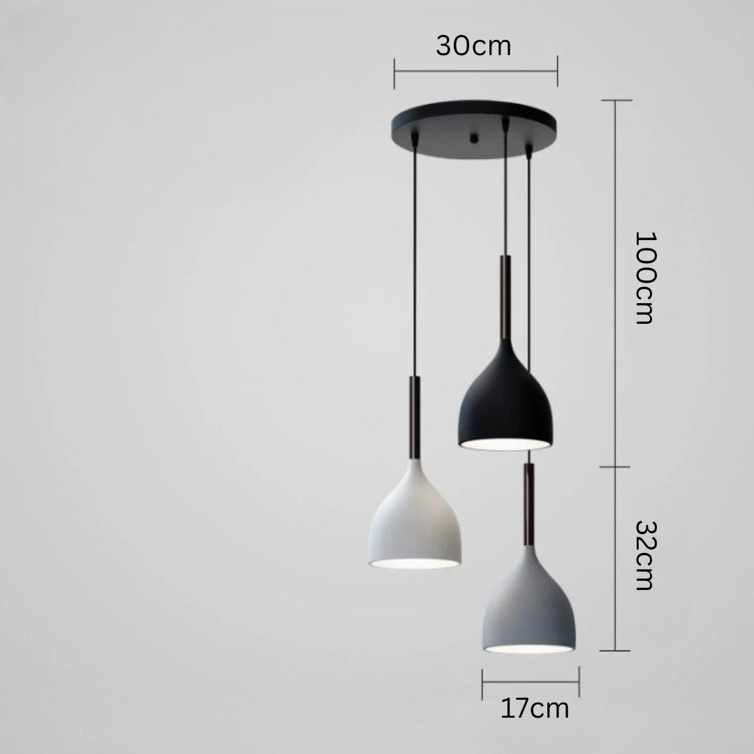PLH NORDIC Modern Contemporary Bowl Shape Dining Horizontal/Round Pendant Light with Tri Tone Light Bulb