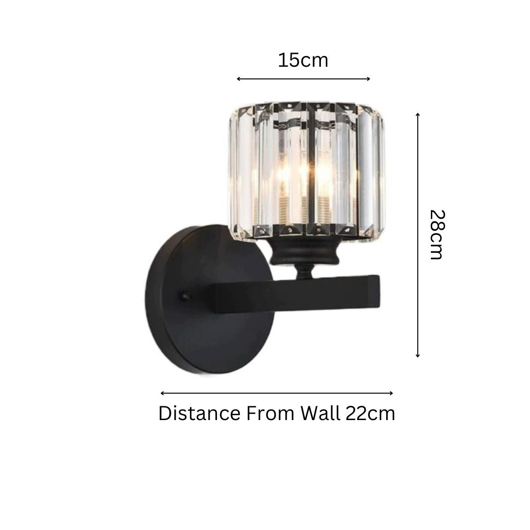 PLH Modern Contemporary Crystal Glass Wall Light with E27 Warm 3000K Bulb