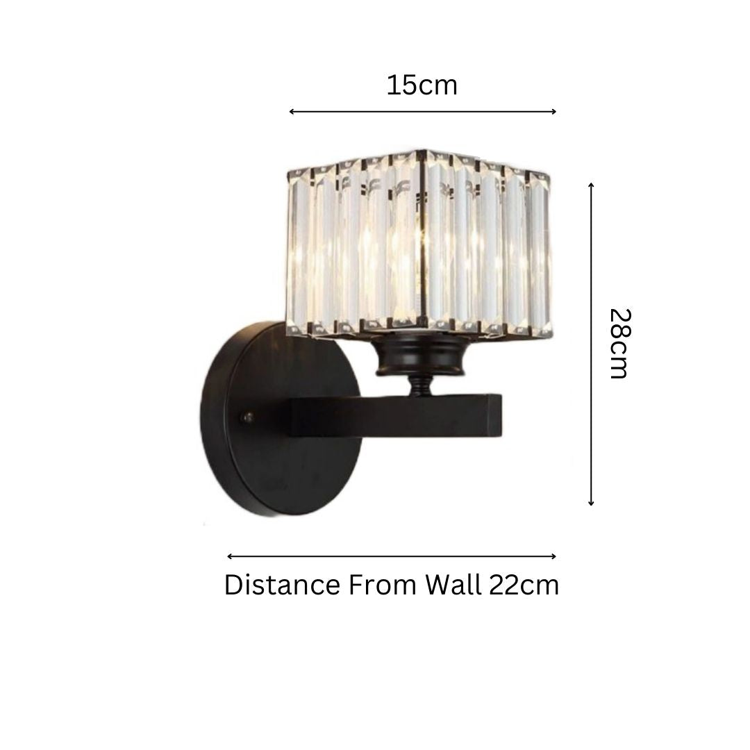 PLH Modern Contemporary Crystal Glass Wall Light with E27 Warm 3000K Bulb