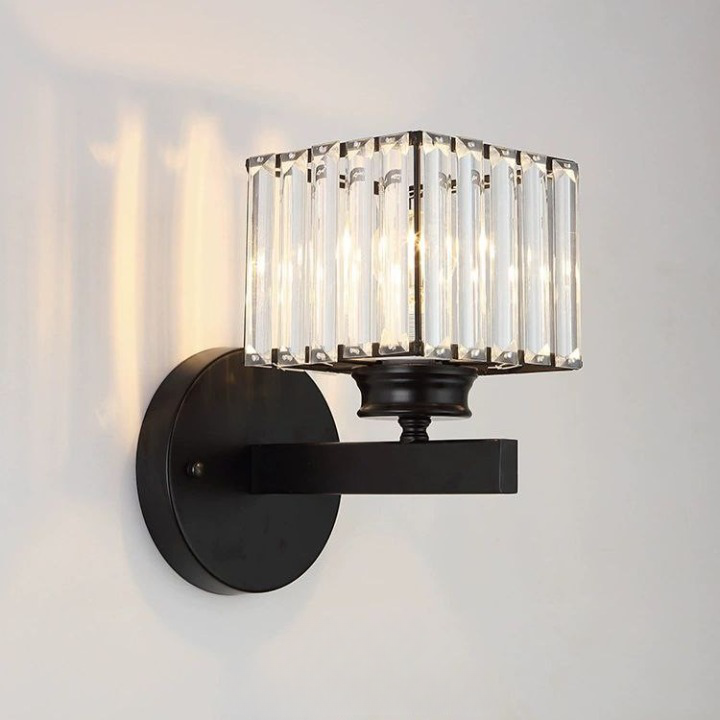 PLH Modern Contemporary Crystal Glass Wall Light with E27 Warm 3000K Bulb