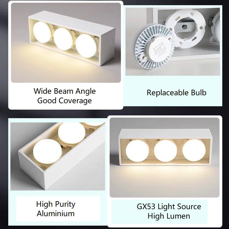 PLH LED Ceiling Light with Replaceable GX53 Bulb Tri Tone Daylight/Cool White/Warm