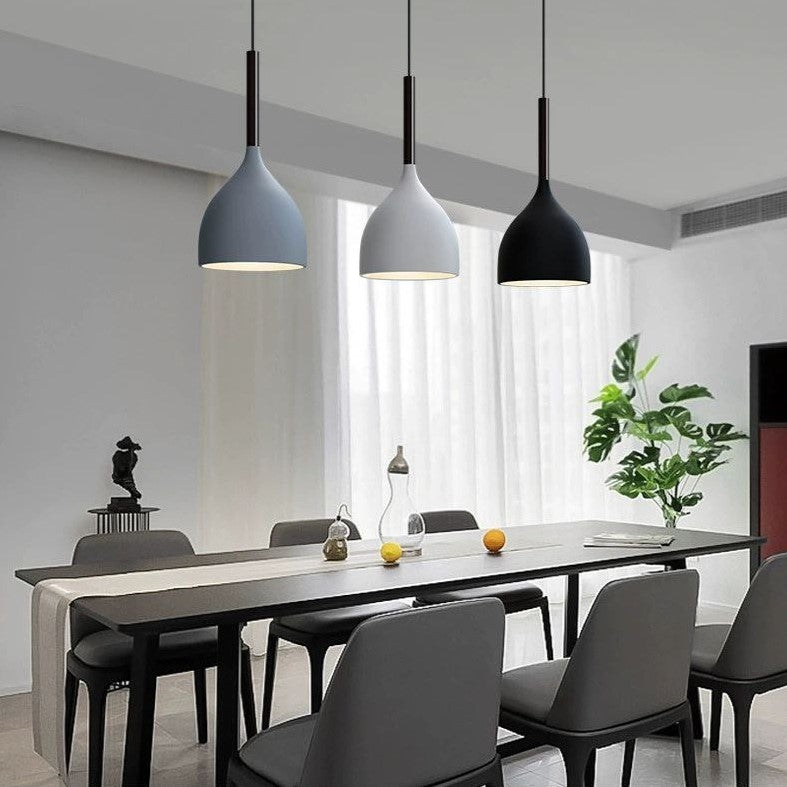 PLH NORDIC Modern Contemporary Bowl Shape Dining Horizontal/Round Pendant Light with Tri Tone Light Bulb