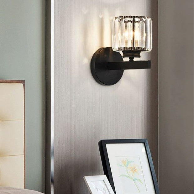 PLH Modern Contemporary Crystal Glass Wall Light with E27 Warm 3000K Bulb