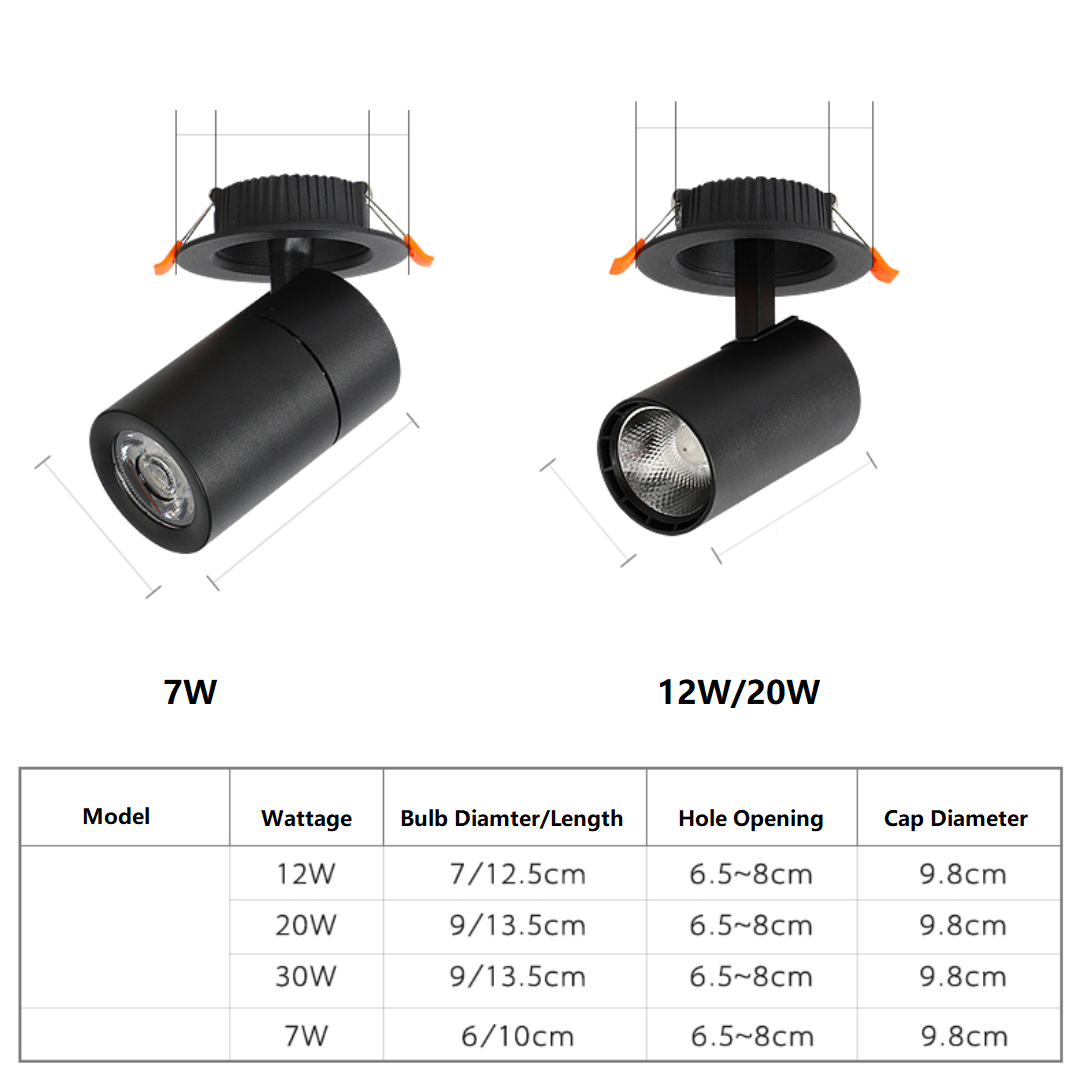 PLH Recessed LED Rotatable COB Spotlight